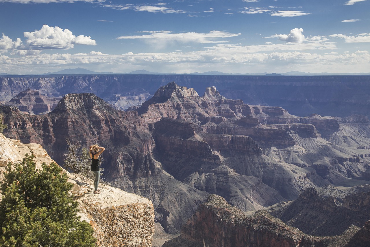 gran cañón, mujer, cañón, arizona, gente, naturaleza, ee uu, exterior, sur oeste, niña, profundo, turista, paisaje